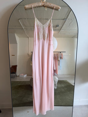 1930s Yolande pink rayon lace half slip