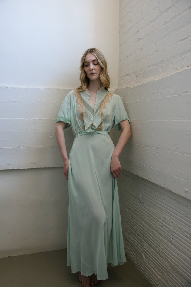 1930s mint green silk nightgown