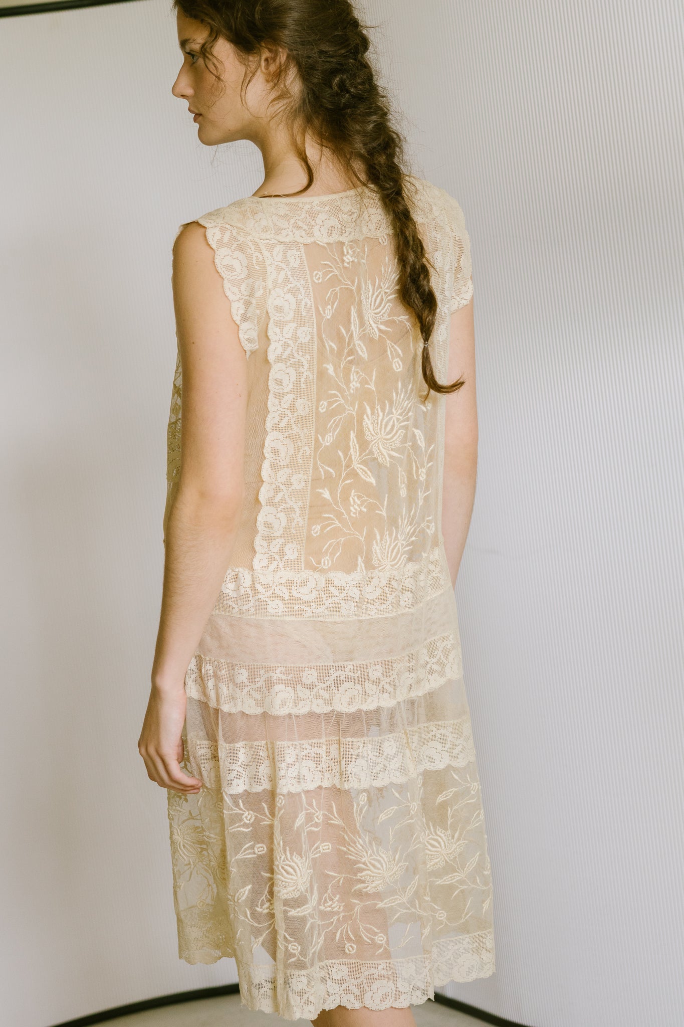 1920s filet lace net dress