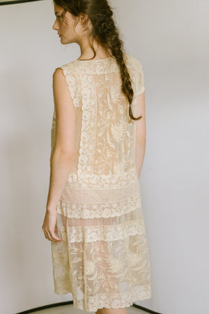 1920s filet lace net dress