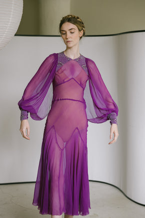 C. 1930s fuchsia silk gown