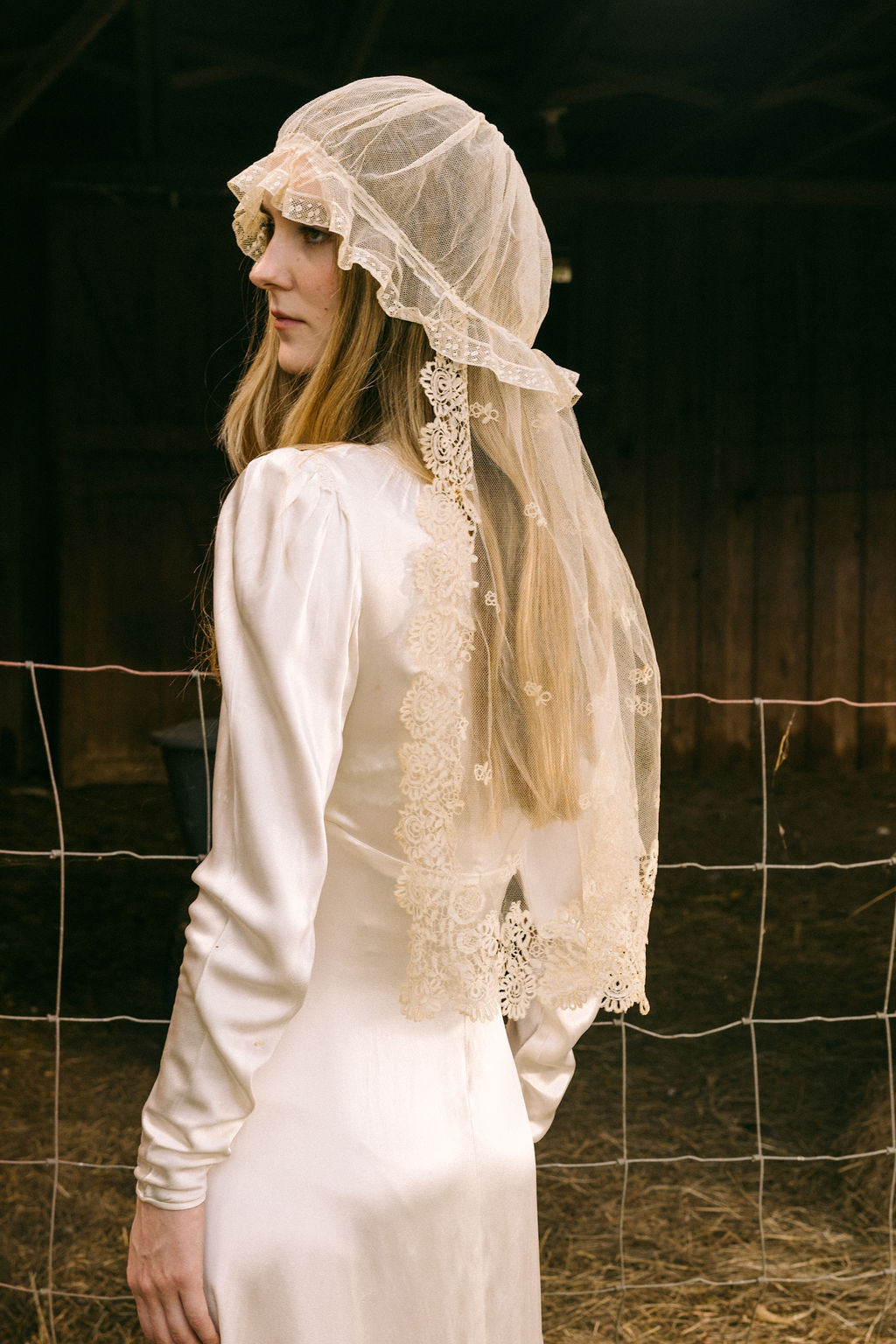 1800s lace net bonnet wedding veil