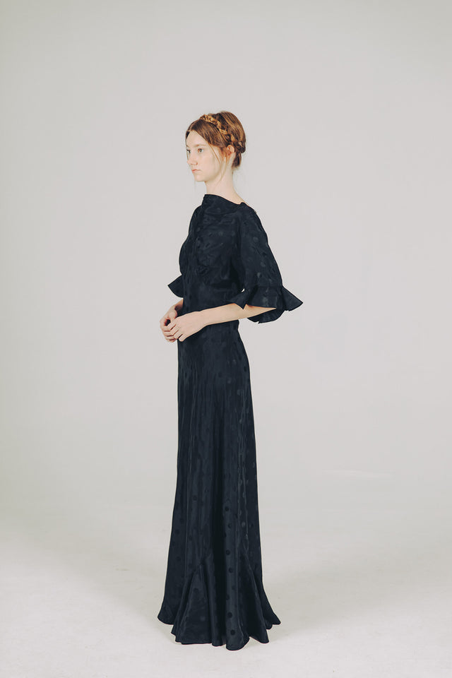 1930s silk taffeta dot gown
