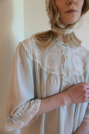 1930s French crepe chiffon lace nightgown