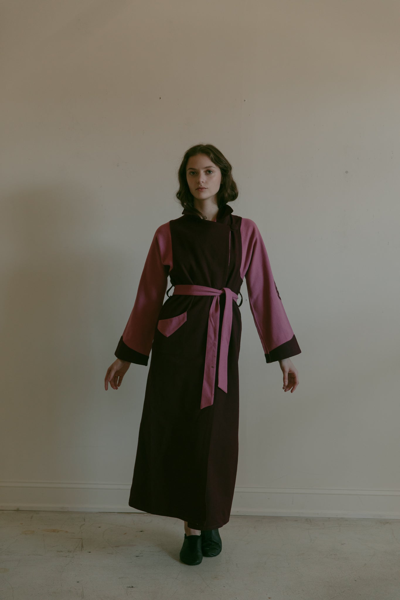 1940s color block wool coat