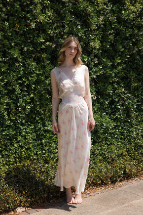 1930s floral bias silk nightgown, USA