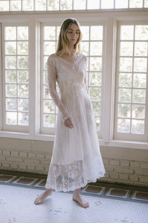 19th century tambour lace wedding coat gown