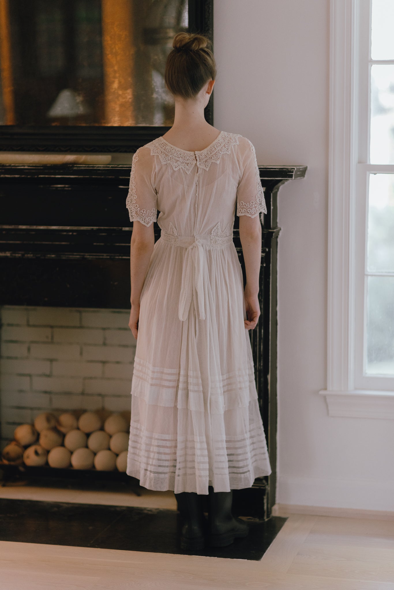 1910s soutache ivory net gown