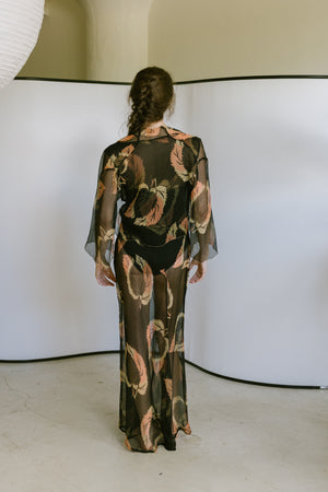 1920s resistance printed silk chiffon ensemble