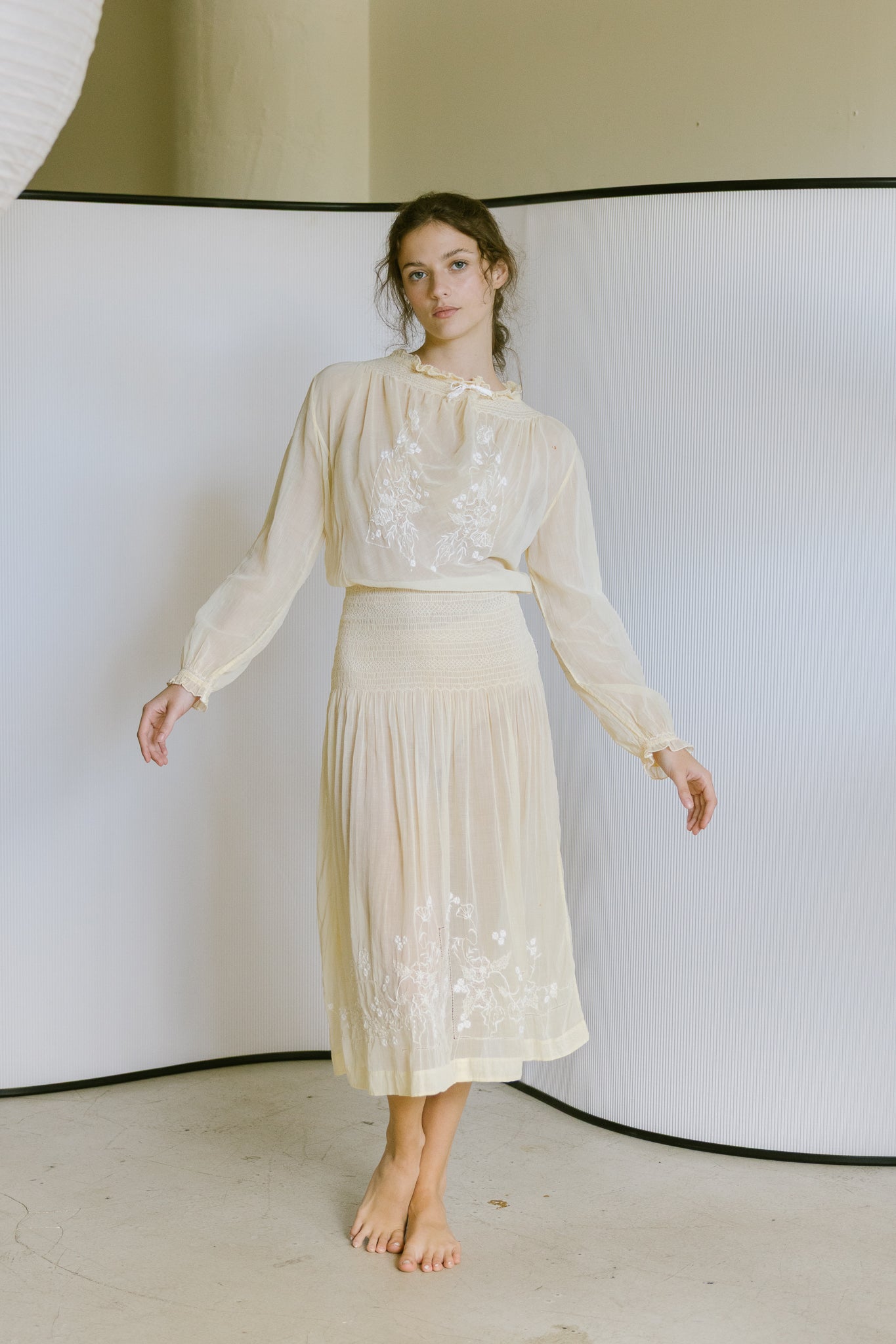 1920s Hungarian embroidered cotton dress