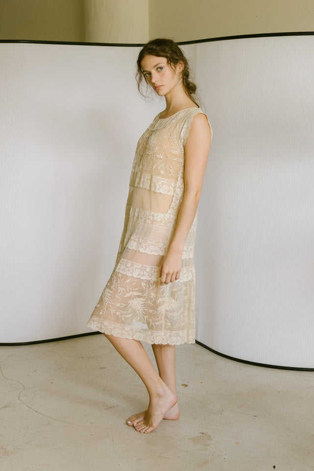 1920s filet lace net dress