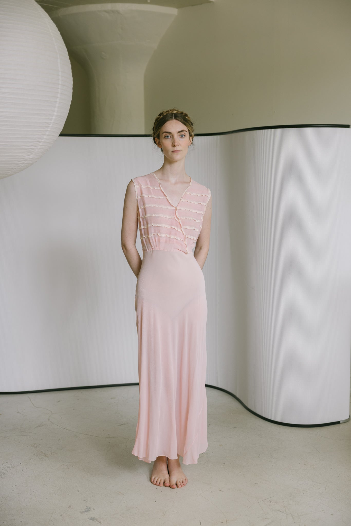 1930s crinkle silk chiffon gown, France – Devore Vintage