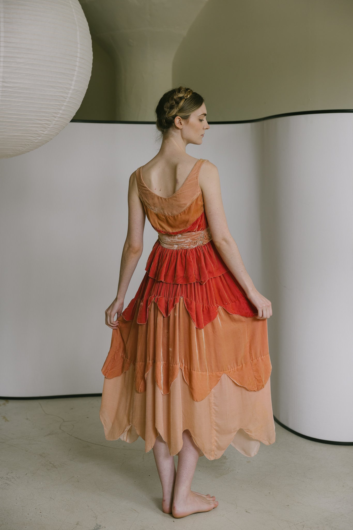 1930s French paneled velvet gown
