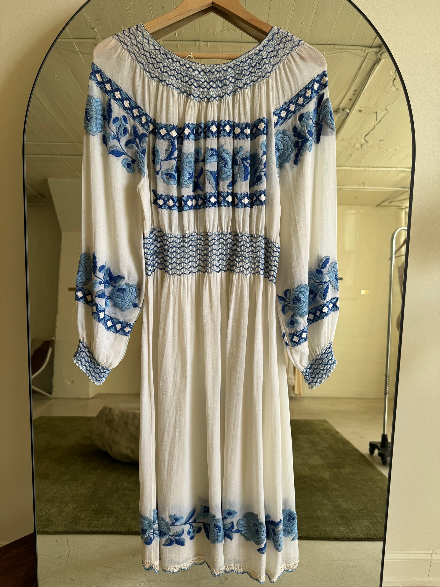 1930s Hungarian embroidered silk day dress Devore Vintage 1930s Hungarian embroidered silk day dress Devore Vintage
