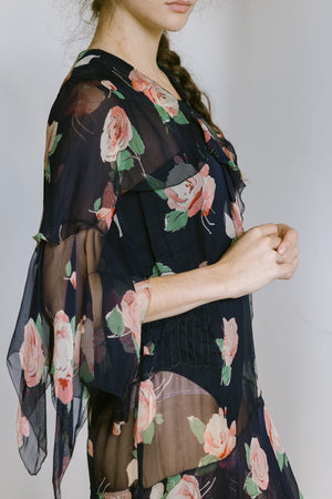 1920s printed chiffon dress