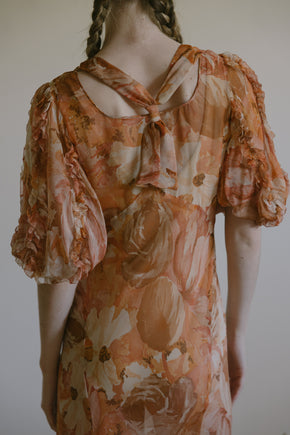 1930s silk chiffon autumnal dress