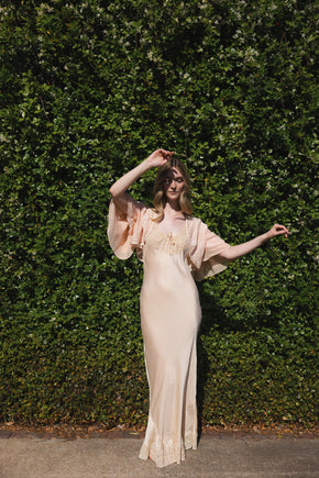 1930s French silk embroidered bed jacket
