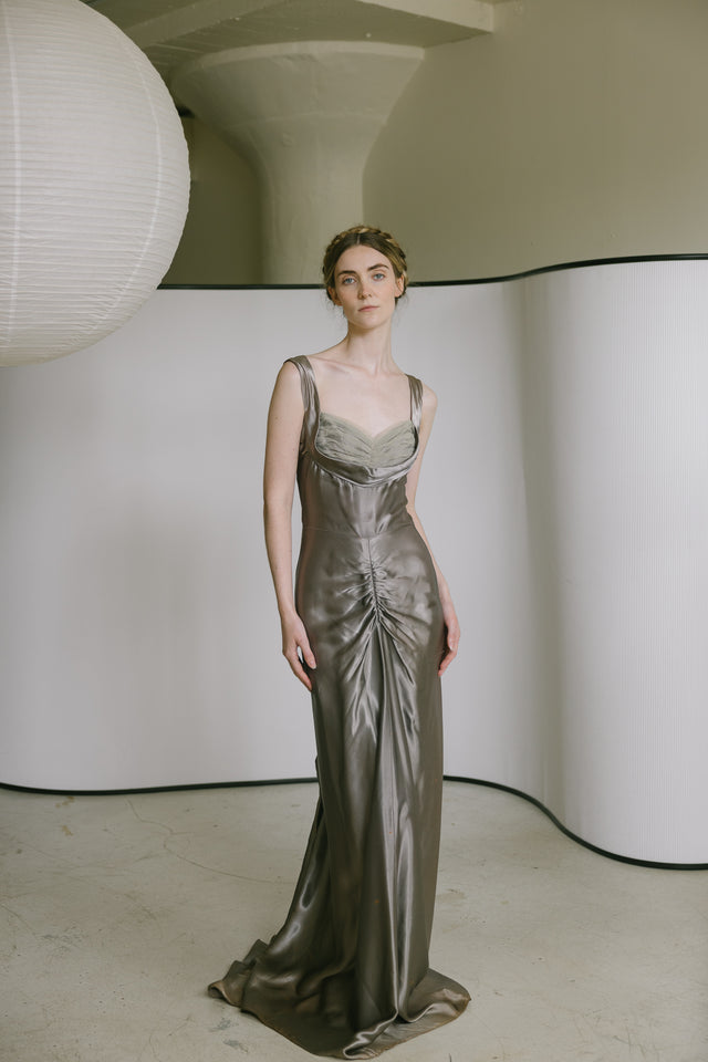 1940s satin tulle gown