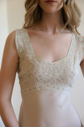1930s bias muted sage silk nightgown, France