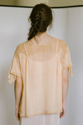 1920s French silk lace bed jacket