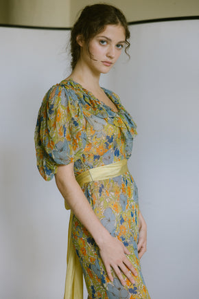 1930s floral silk gown