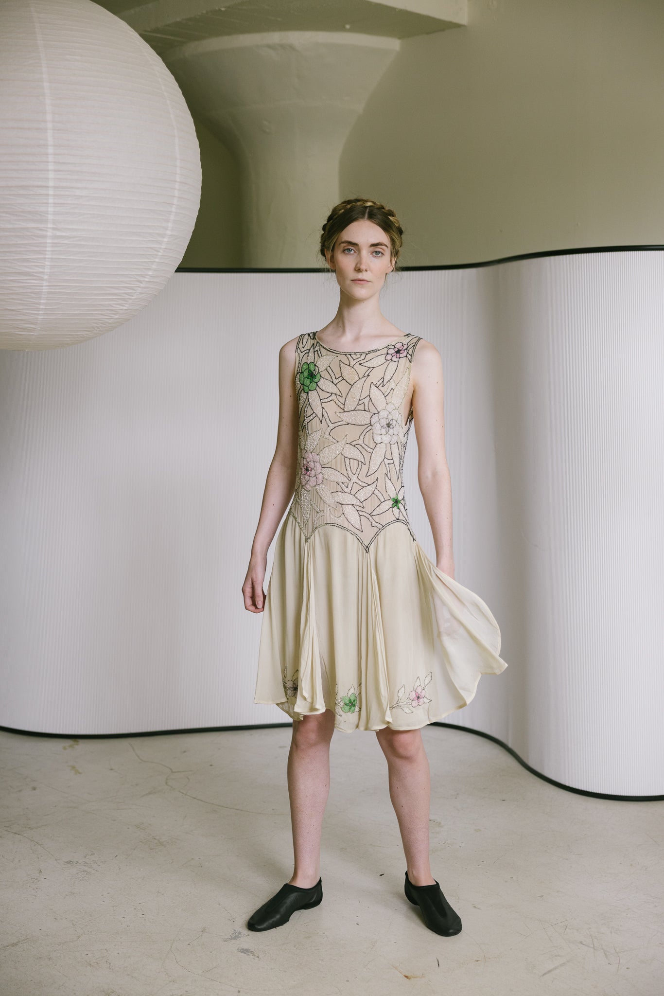 1920s silk chiffon beaded dress