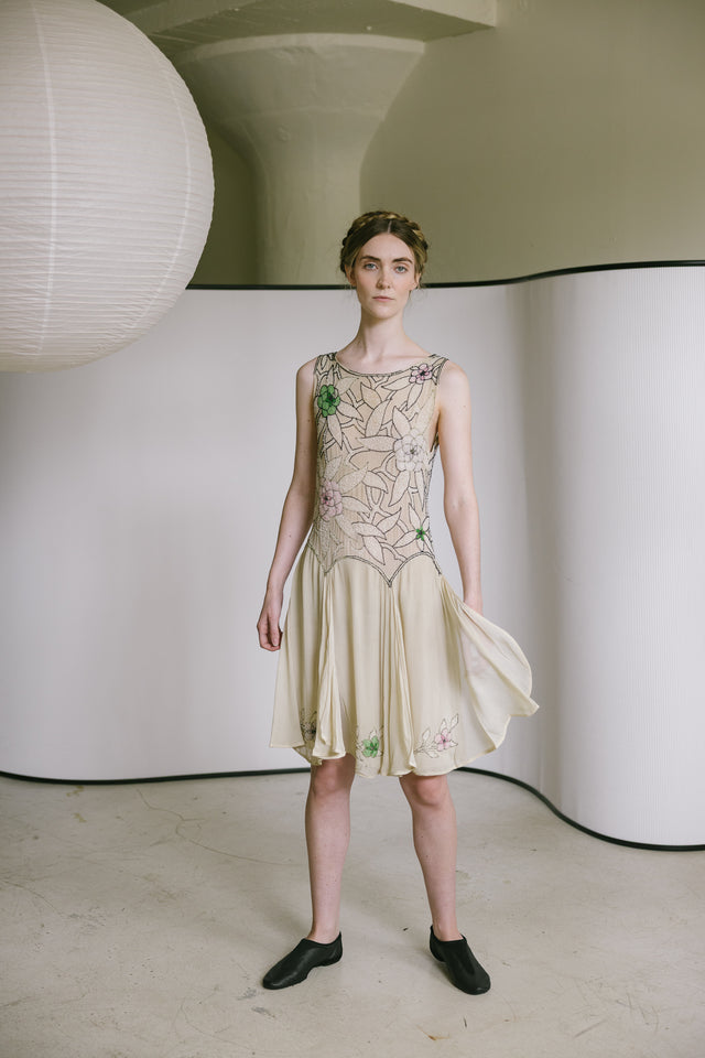 1920s silk chiffon beaded dress