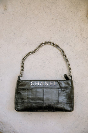 Vintage Chanel chocolate bar letter bag