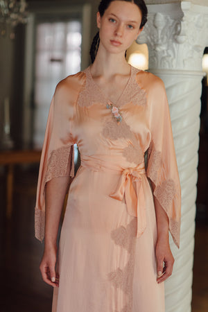 1930s bell sleeve silk lace peignoir robe