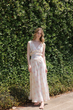 1930s floral bias silk nightgown, USA