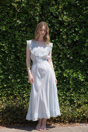 1930s French blue silk embroidered nightgown, France