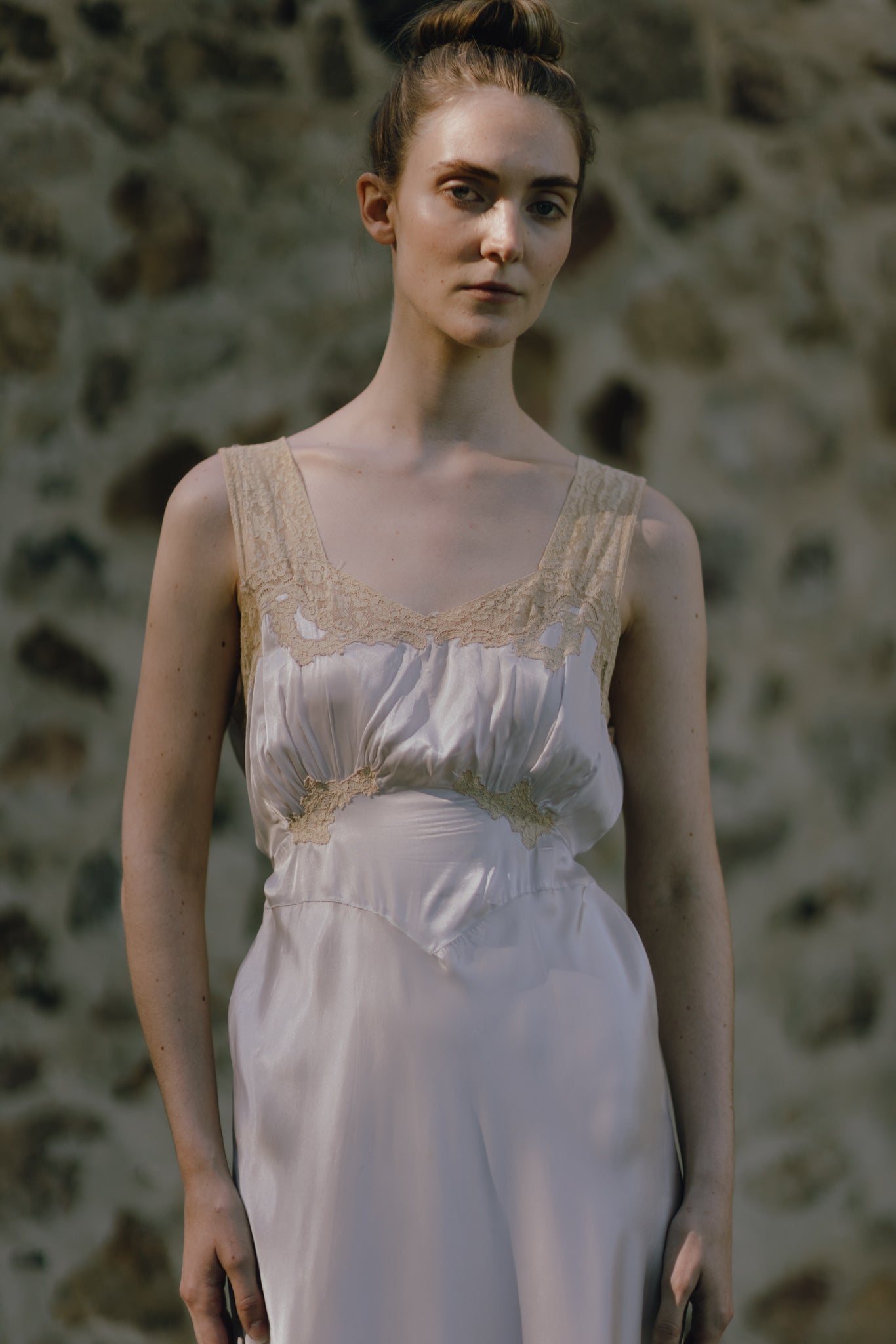 1930s iridescent lavender silk nightgown