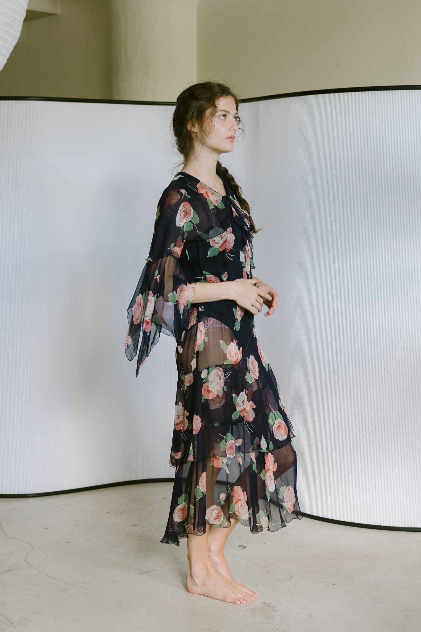 1920s printed chiffon dress