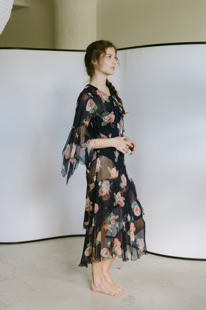 1920s printed chiffon dress