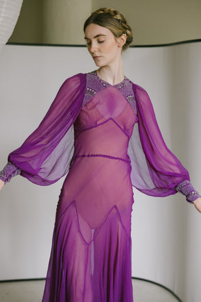 C. 1930s fuchsia silk gown