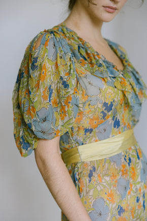 1930s floral silk gown