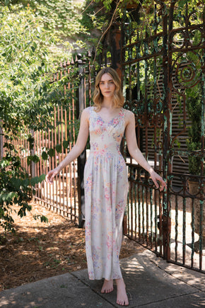 1930s floral rayon nightgown, USA