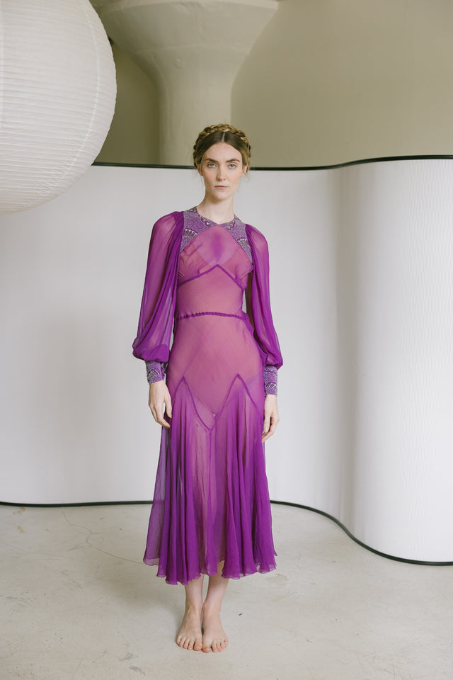 C. 1930s fuchsia silk gown