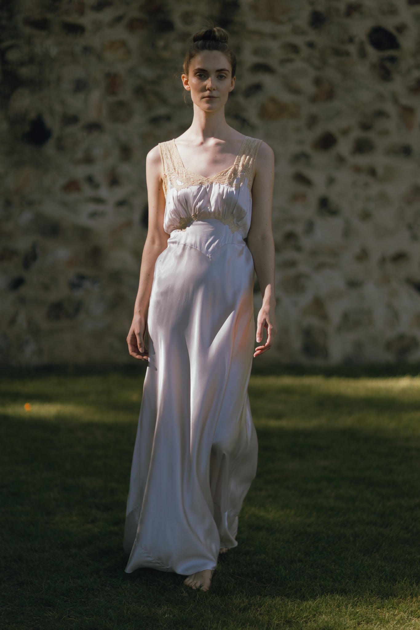 1930s iridescent lavender silk nightgown