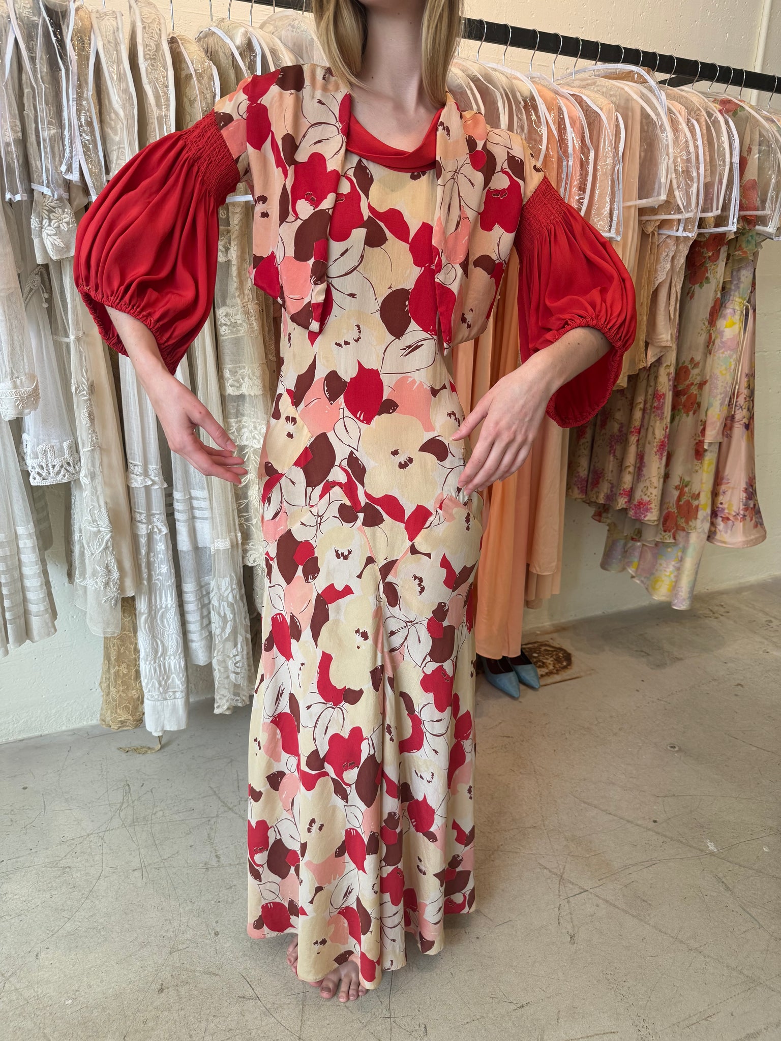 1930s silk crepe dress set