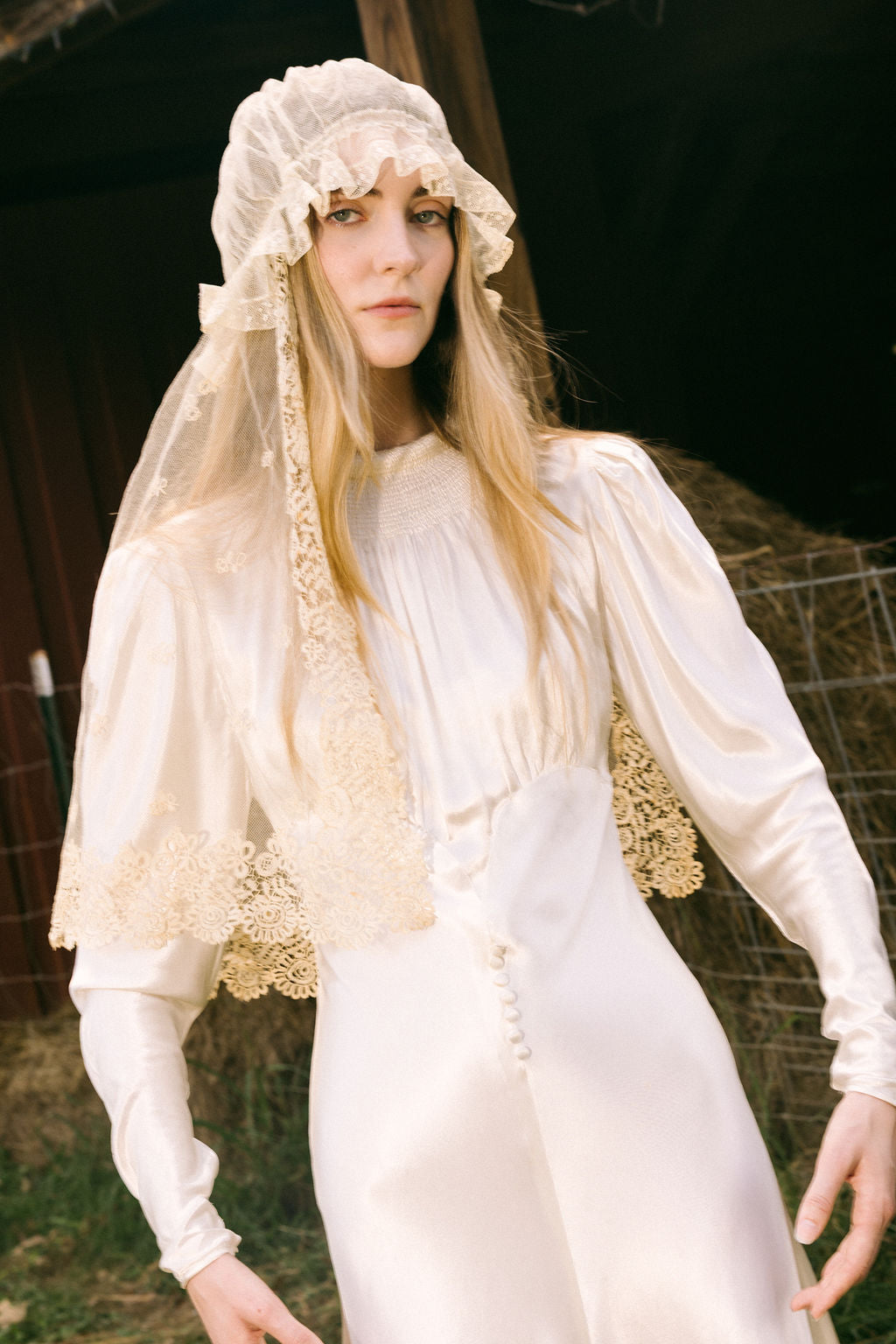 1800s lace net bonnet wedding veil