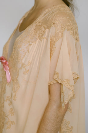 1920s French silk lace bed jacket