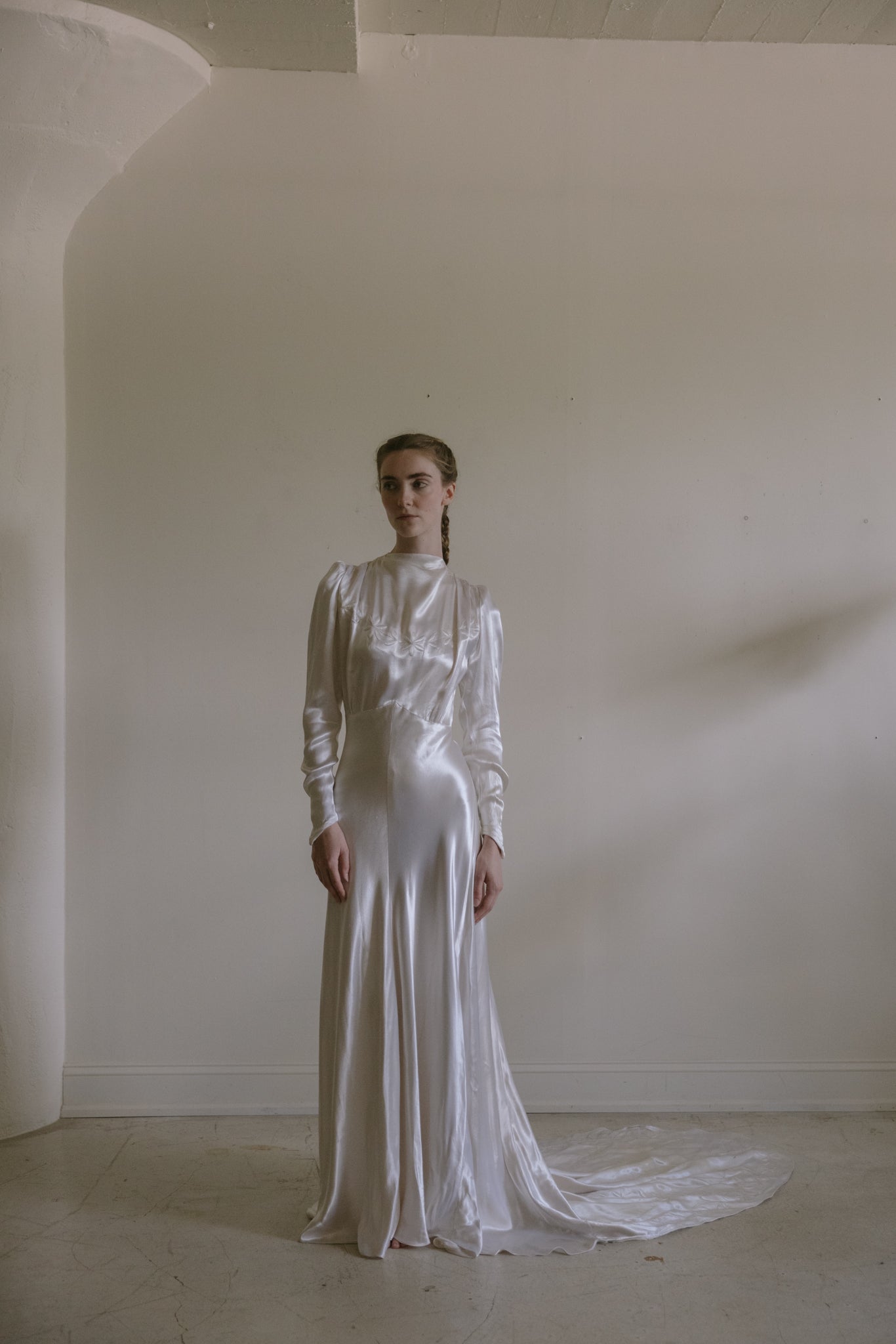 1930s English satin wedding gown