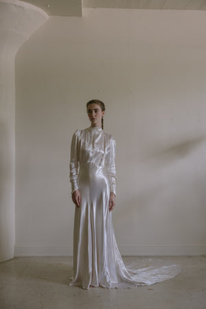 1930s English satin wedding gown