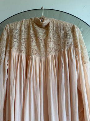1930s crepe silk chiffon baby pink lingerie robe