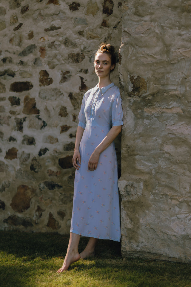 Deco late 30s floral silk nightgown