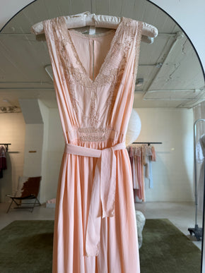 1930s peach silk lace lingerie gown