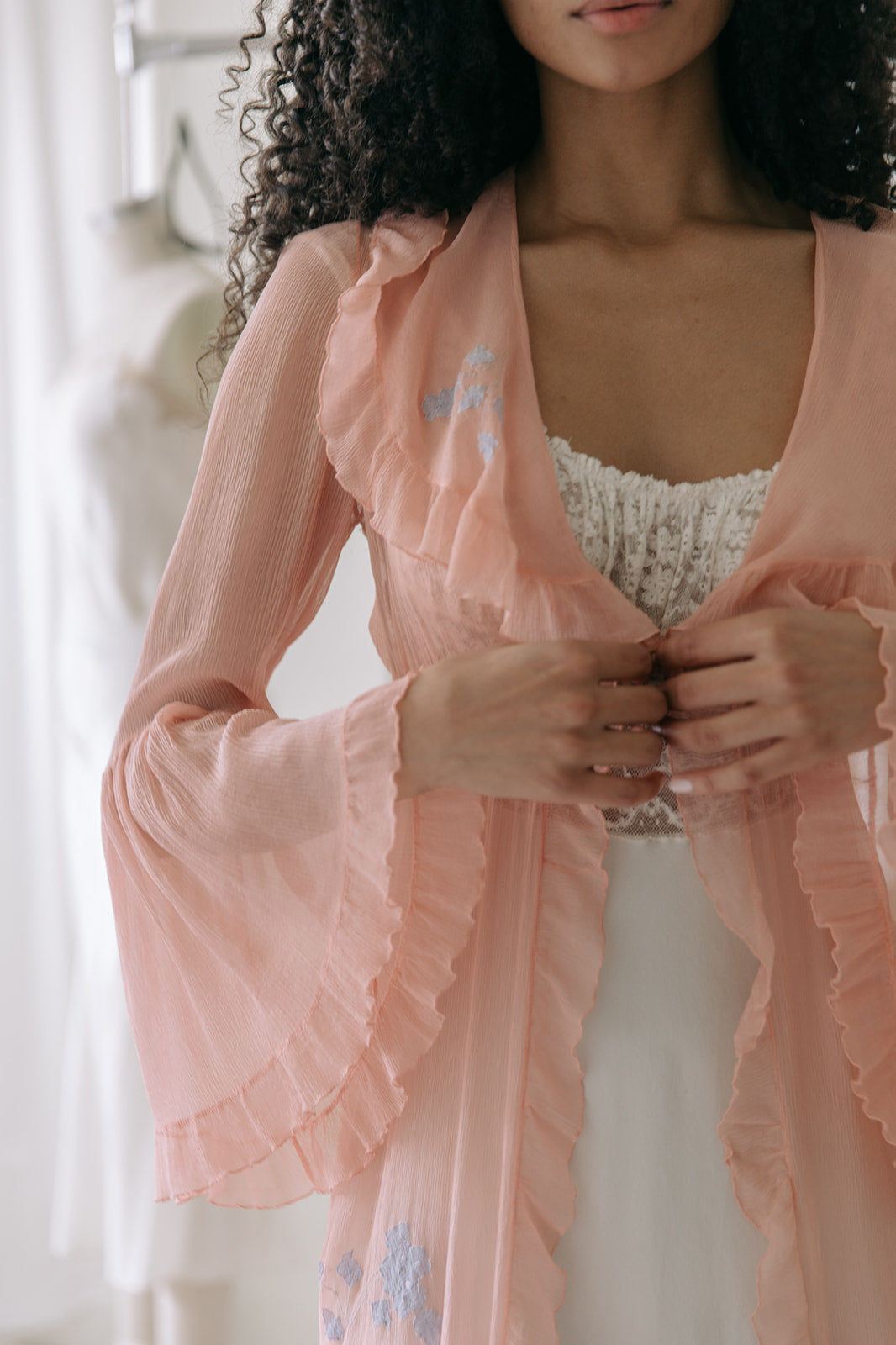 1930s French silk chiffon robe