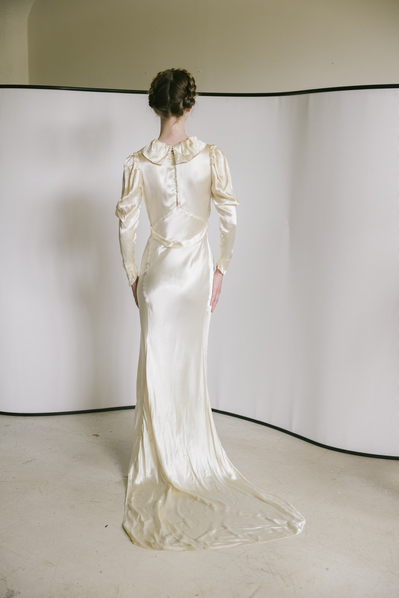 1930s European silk lace wedding gown
