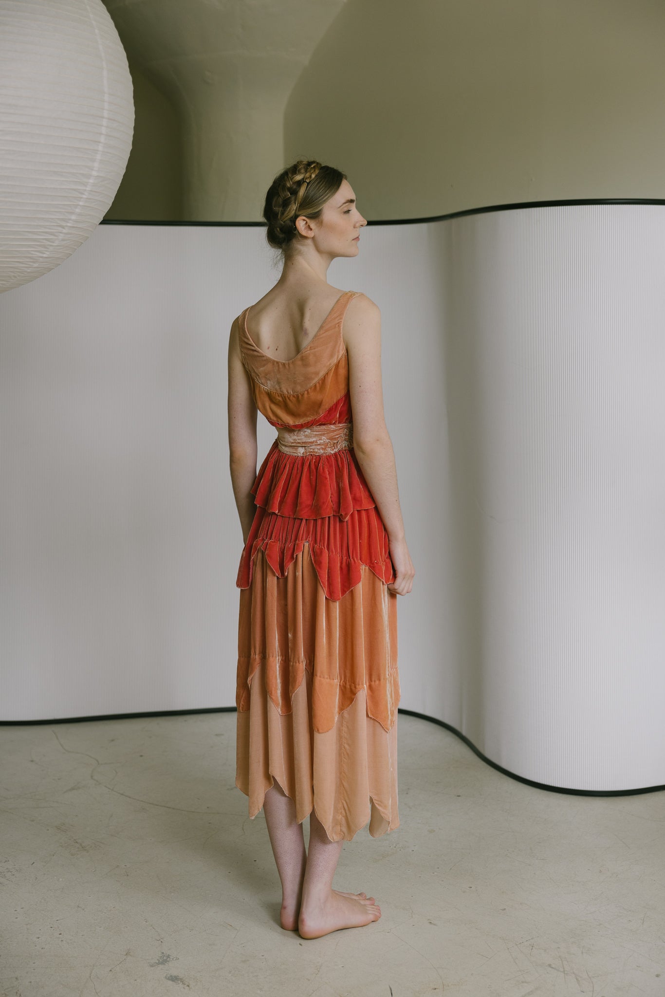 1930s French paneled velvet gown